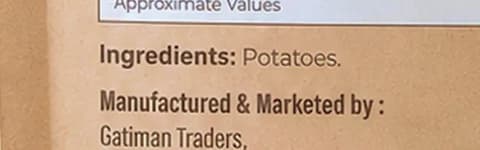 Ingredients: Potatoes. — printed on the back of the HandCut pack